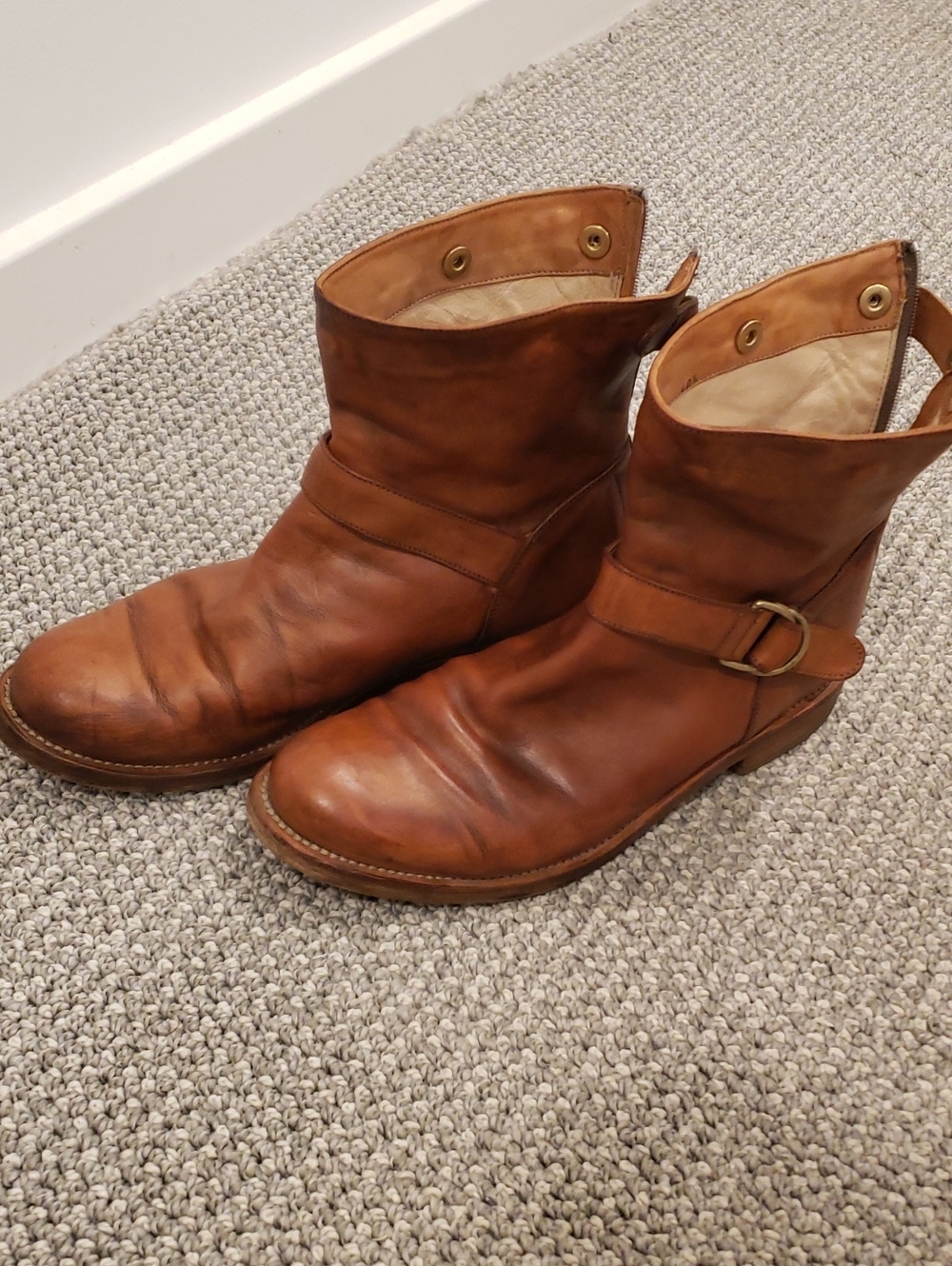 Brunello Cucinelli Tan Leather Harness Boots